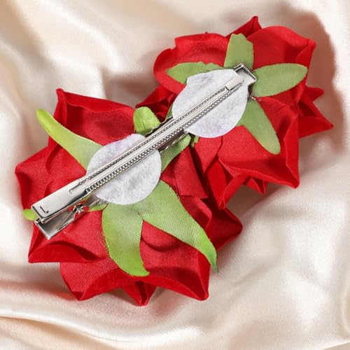 Broche decorativo floral rojo para cabello miniatura 3