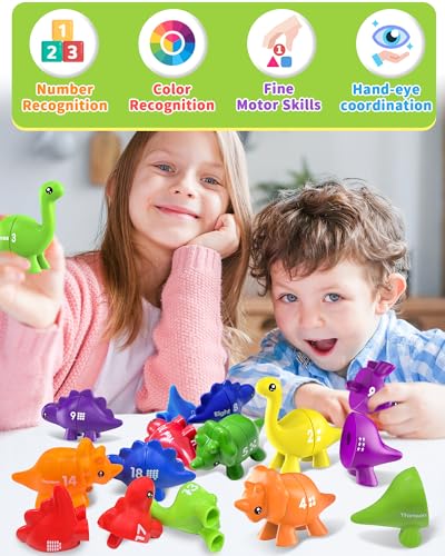 Image of Number Dinosaur Toys for Kids 3-5, Montessori Learning Toys for 3 Year Old