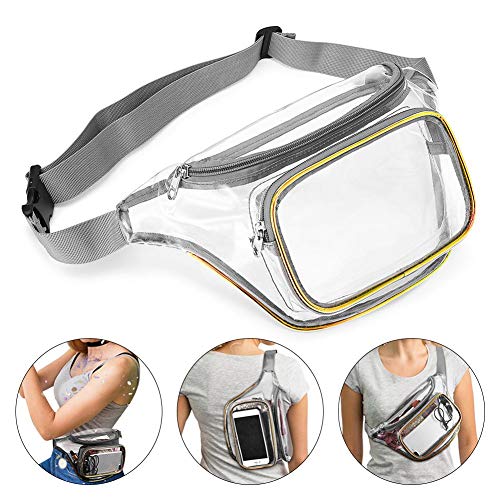 Gorgebuy Transparent Waist Bags for Women - Transparent Waist Fanny Pack Clear Bags, Fashion Waterproof Cute Waist Bags with Adjustable Belt, Ideal for Women Men and Kids