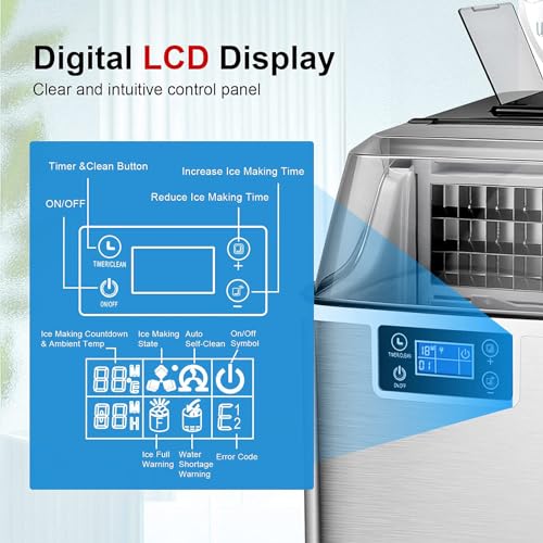 DORTALA Countertop Ice Maker, Portable Ice Cube Maker Machine with Self-Cleaning Function, 45 Lbs/Day, 24 Pcs/13 Mins, Top Loaded Ice Maker for Home Office Bar Party
