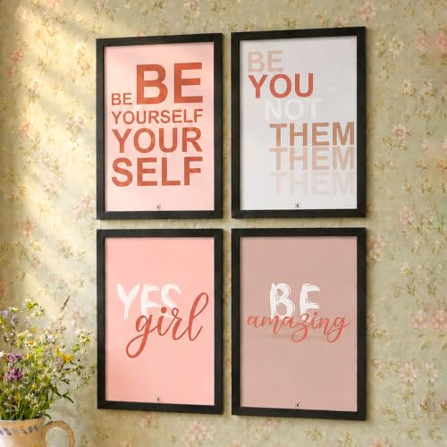 Image of PAINTINGMANTRA motivational wall frames Painting for living room, Motivational Quotes Posters for office, Home, Set of 4, 9x13 Inch
