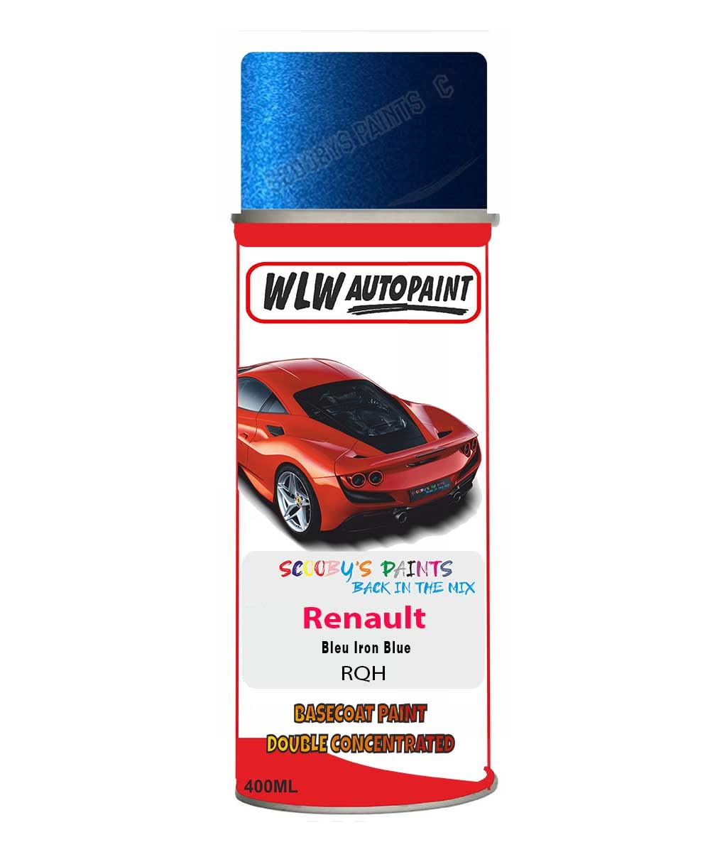 SCOOBYS PAINTS BACK IN THE MIX Basecoat Aerosol Spray Paint For Renault Clio Bleu Iron Blue 2015-2019 Code Rqh