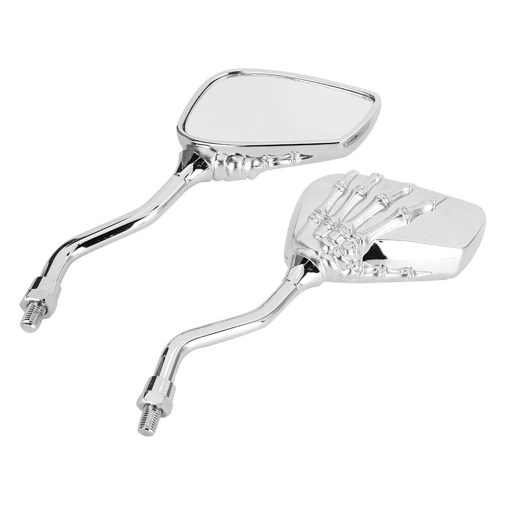 Specchietti retrovisori, 2 pezzi, filettatura 8 mm, 10 mm, cromati, universali, HD, moto, scheletro, manubrio manuale, riflettore per bicicletta, ATV, scooter, e-bike