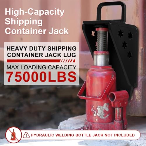 Image of Upgraded Shipping Container Jack Lug, Heavy-Duty Anti-Slip Shipping Container Booster Lifter with Portable U-Shape Handle for Ultimate Container Leveling and Stability, Black