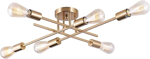Miniatura 7 de Sputnik Candelabros, lámpara de techo moderna semiempotrada con base E26, lámparas industriales de mediados de siglo para cocina, granja,