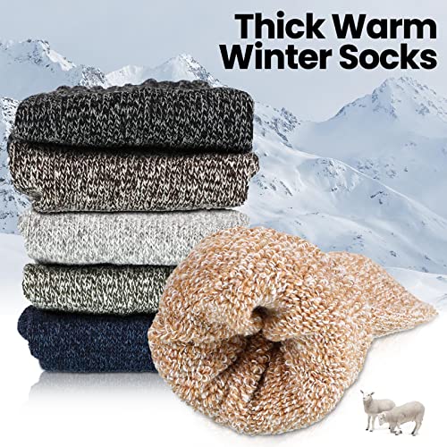 JaGely Mens Hiking Wool Socks Warm Thermal Thick Athletic Boot Sock for Winter Cold Weather, One Size, Multicolored3