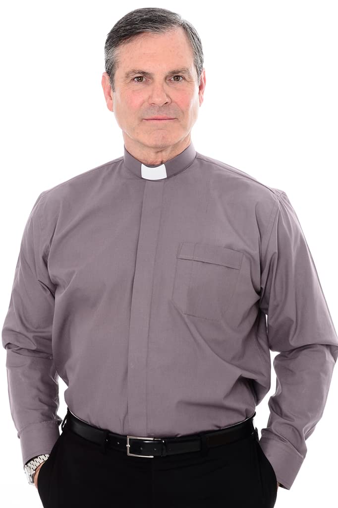 Hammond & Harper of London Clerical Shirt - 1.25" Tunnel Collar Shirt (15" - Clerical Grey)