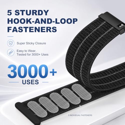 Nylon 20mm Quick Release Watch Band for Samsung Galaxy Watch 7 6 5 4 FE 40mm 44mm/6 4 Classic/5 Pro 45mm Men/Women,Sport Loop Strap for Garmin Vivoactive 5/6/3/3 Music/Forerunner 165/55/245/Venu sq 2 - image 3