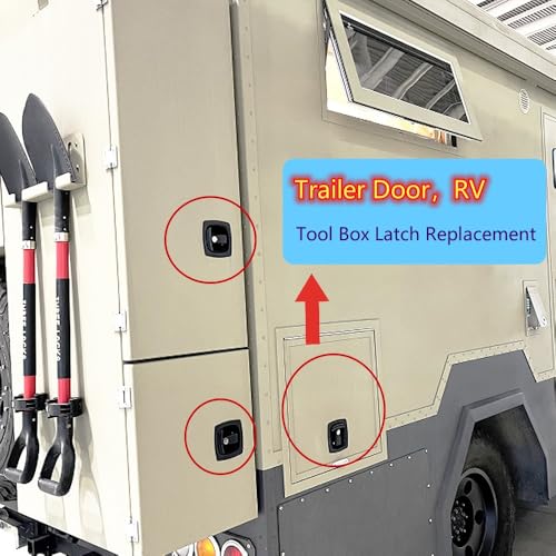 Image of Truck Bed Toolbox T-Handle Lock Single Point Flush Mount Foldable Camper Handle Lock for Trailer Door,RV Tool Box Latch Replacement (Black-1)