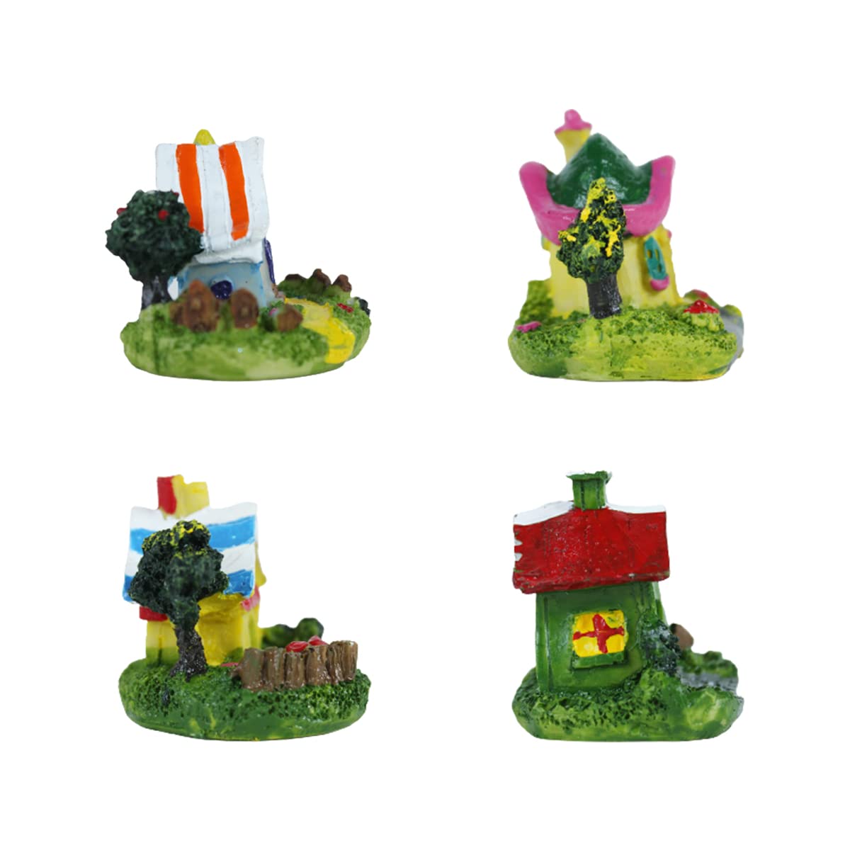 Wonderland (4 Pc/Set Colourful Houses Bonsai Miniature for Landscape Decoration,Plants (Tray Gardening, Miniature Toys) 2