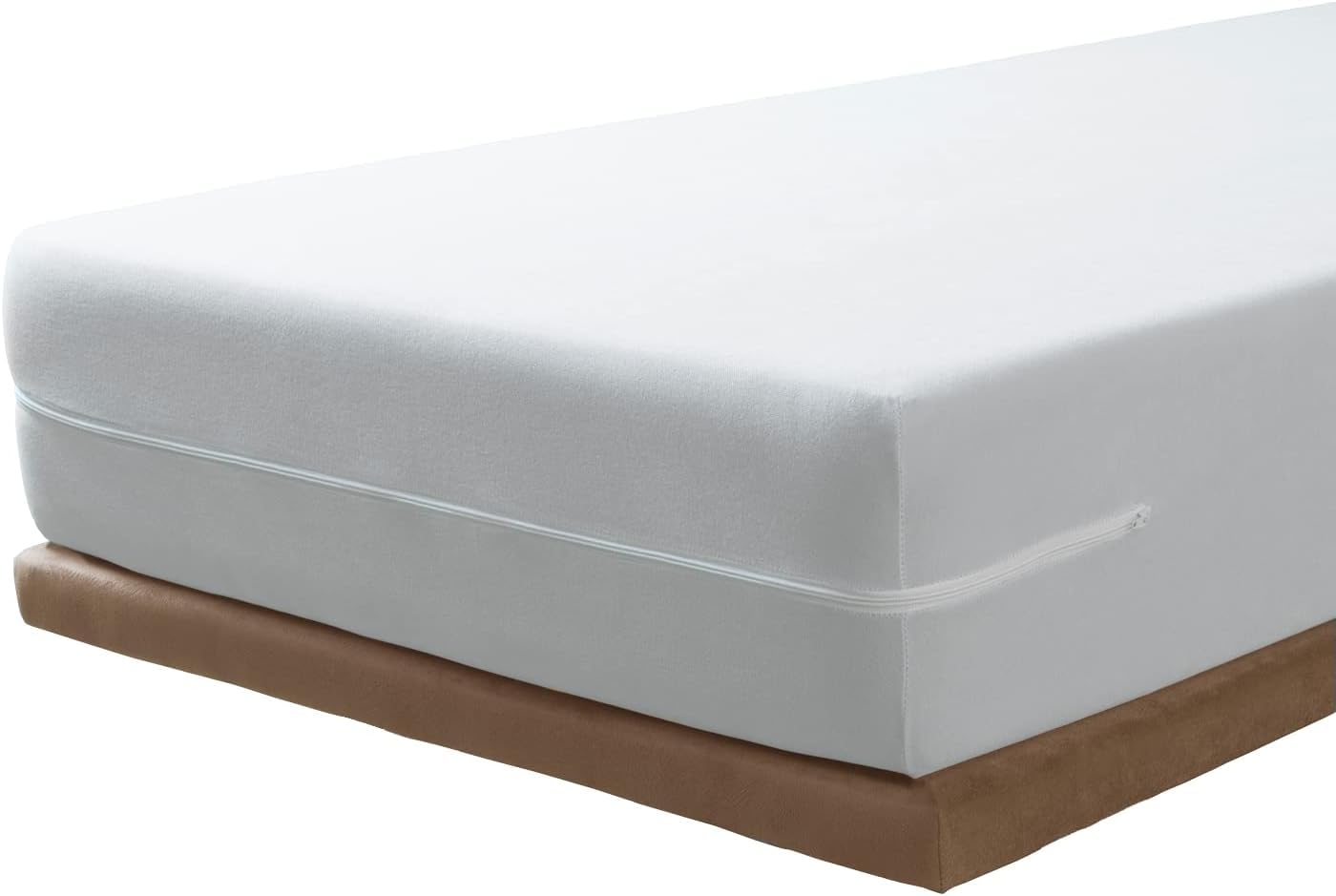 Cotton Mattress Cover Full Encasement with Zipper Terry Top - Soft & Breathable Non Waterproof Mattress Protector Anti-Dust Smooth Fit Hypoallergenic