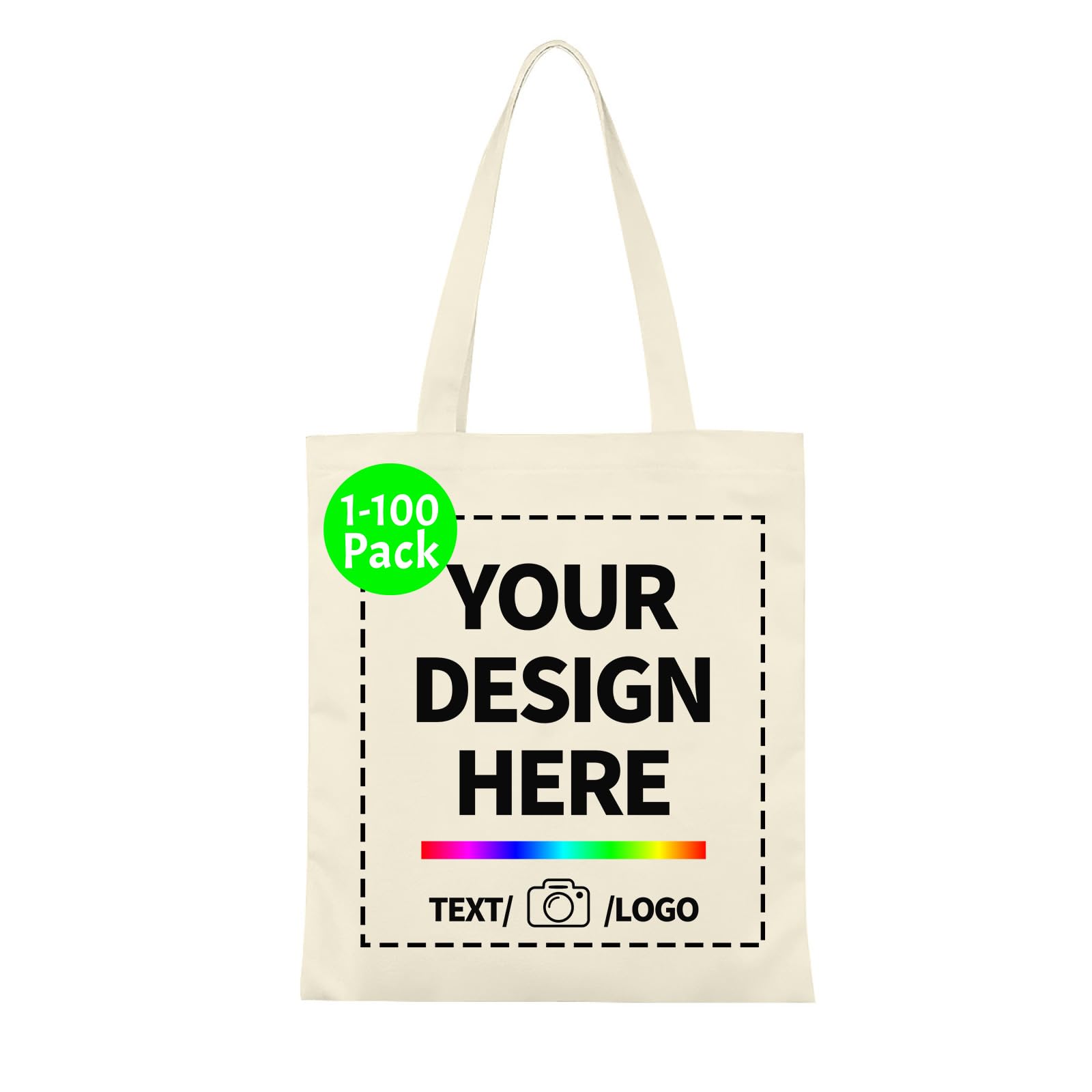 Custom Tote Bag Bulk Custom Tote Bags with Logo Text Image Personalized Canvas Shopping Bags for Business Promotional Items