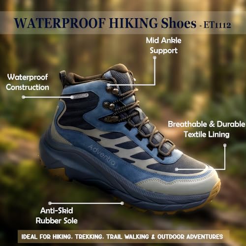 Image of Waterproof Hiking Shoes | Mid Ankle | Ripstop Fabric | Anti Skid Rubber Sole | ET1112