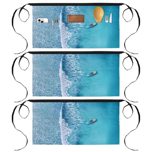 Demi-tablier de cuisine à motifs vagues pour vos ateliers pâtisserie