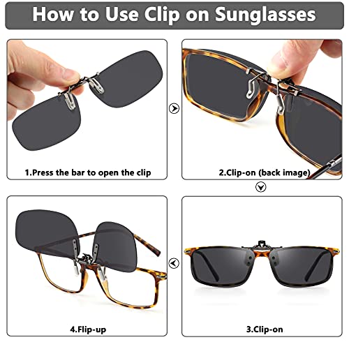 Image of CAXMAN Polarized Clip On Sunglasses Over Prescription Glasses for Men Women UV Protection