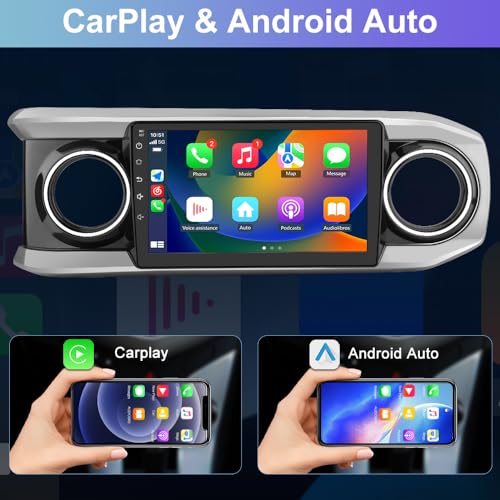 AWESAFE Car Radio Stereo for Toyota Tacoma 2016 2017 2018 2019 2020 2021, Android 12 Touch Screen Head Unit Wired Android Auto Bluetooth GPS Navigation