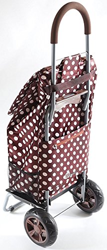 Image of dbest products Trolley Dolly Shopping Grocery Foldable Cart Storage Mom, Brown Polka Dot