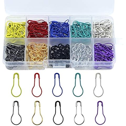 Natuce 300PCS Bulb Safety Pins, 10 Colors Metal Gourd Pin, Small pins, Safety Pin, Cloth Pins, Metal Clips, Calabash Pins with Storage Box for DIY Craft Making and Clothing Tag Pins Marker Cover