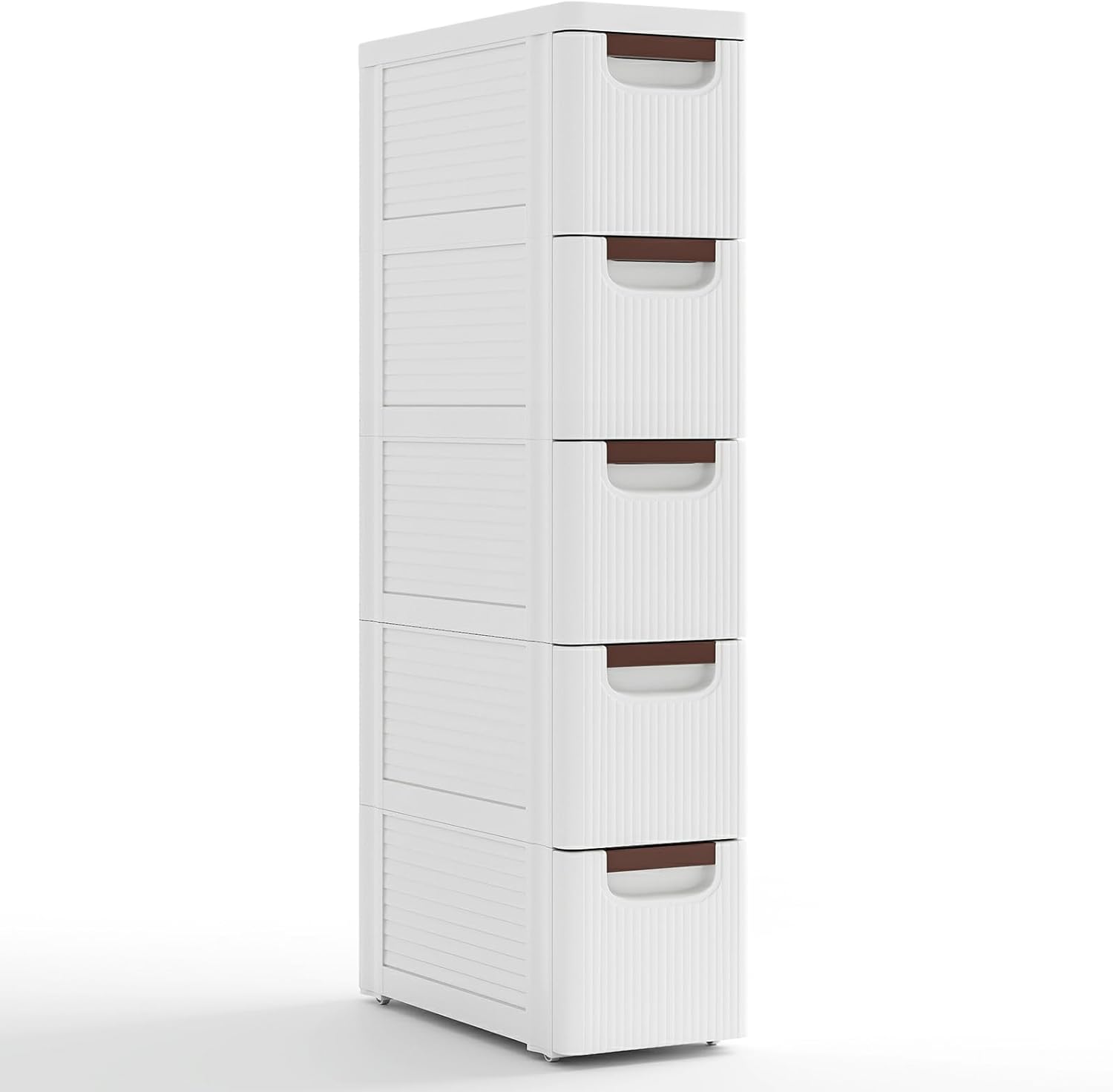 MAT EXPERT Narrow Storage Drawers, Slim Rolling Drawer Cart with Universal Wheels, Convenient Handles, Storage Organizer Utility Cart for Bedroom, Living Room, Bathroom, Kitchen (5 Drawer)