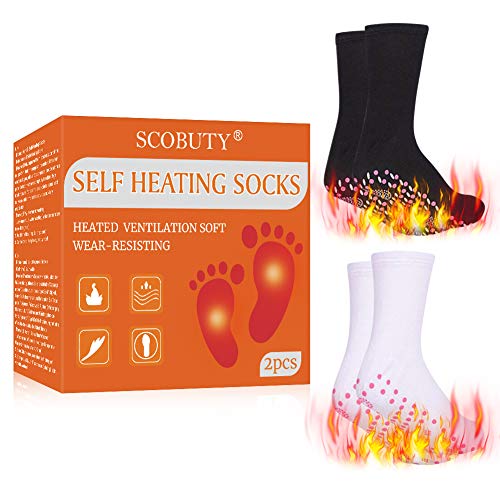 Calcetines Termicos,Calentadores de Pies,Calcetines Magneticos de Turmalina,Calcetines Magnéticos de Turmalina Cálida Calentamiento Automático Unisex, 2 pares