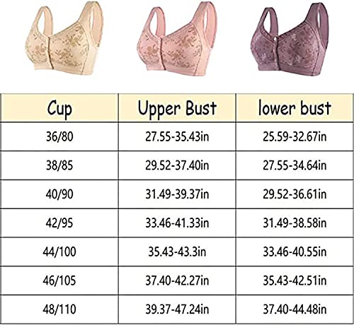 Kontal Glamorette - Cotton Front Closure Bra, Bra Snap Front, Womens Bras Front Closure For Women No Underwire (3Pcs,36/80) #TOP1