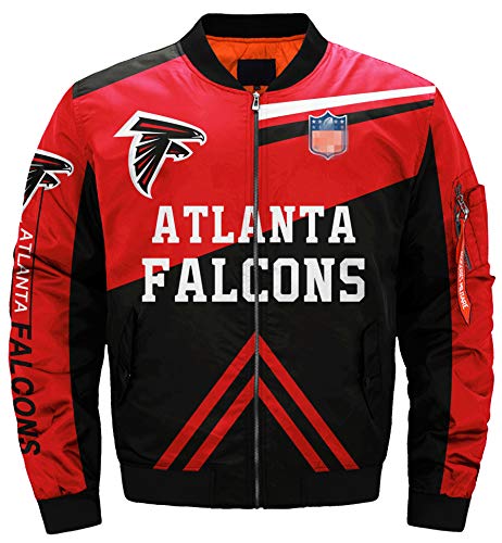PP6P Big Size Full Zipper Outdoor Jacket Coats Men's Jackets A variety of Styles (2XL, ATLANTA - FALCONS)