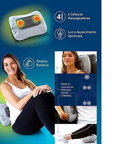 Almofada Shiatsu Lombar + Massageador Elétrico Hammer 110v - Relaxmedic