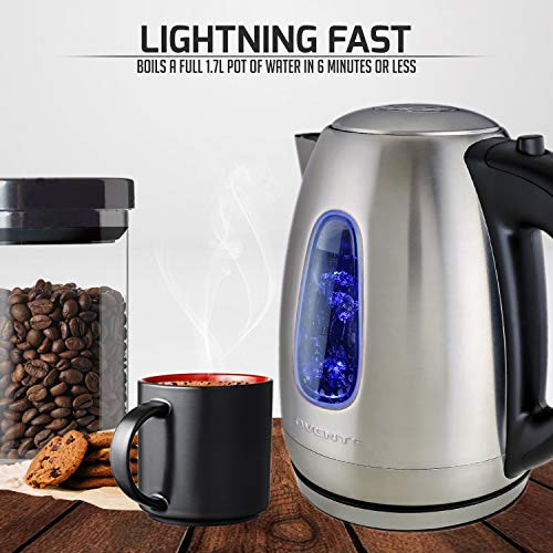 image for Ovente KS960S Electric Kettle, Cordless Tea and Water Heater, Automati