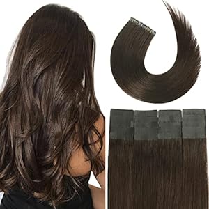 Aison Dark Brown Tape in Hair Extensions Human Hair 16 Inches 30g 20 Pcs/Pack Tape ins Human Hair Extensions Real Tape in Extensions