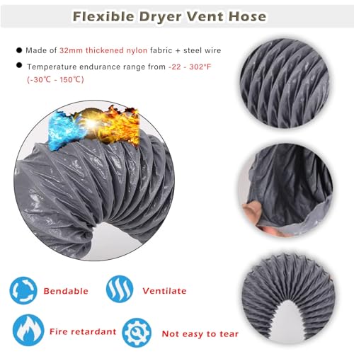 Tuyau de ventilation rétractable ignifuge pour chauffage et refroidissement