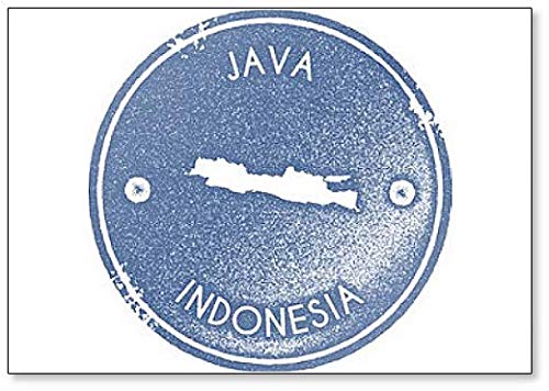 Java Map Vintage Stamp. Retro Style Illustration Classic Fridge Magnet