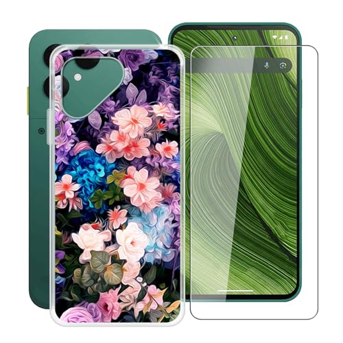 YQINHHME Funda para Fairphone Gen 6 (6.31 ') + Protector de Pantalla Cristal Templado, Funda de Silicona Suave Ultrafina Anti-rasguños TPU Carcasa Case para Fairphone Gen 6 - Pared de Flores