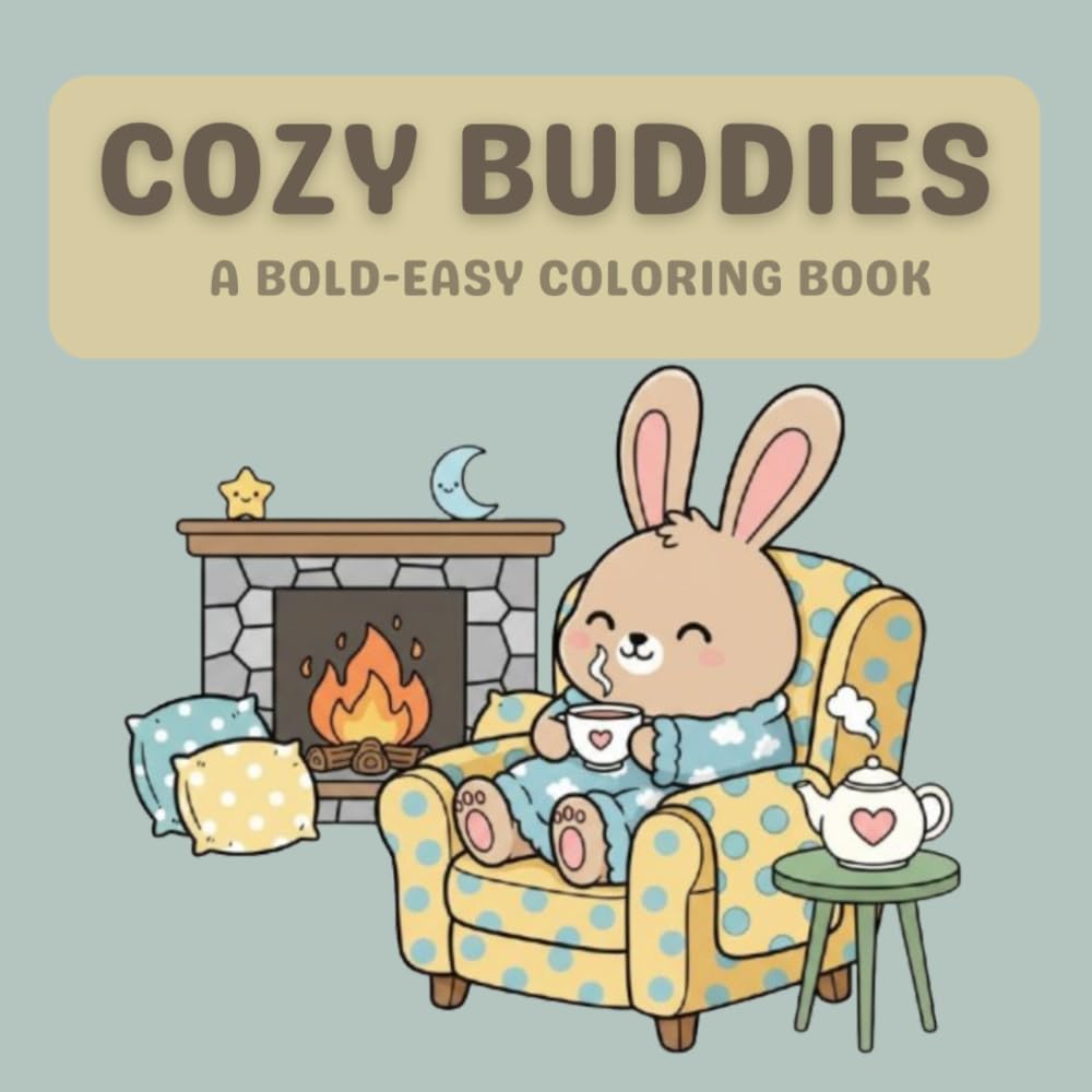 cozy buddies: Cute and Easy Coloring Pages Featuring Adorable Animal Friends in Warm and Cozy Everyday Scenes Perfect for Adults and Kids (For Relaxation)