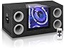 Pyramid 1000W Dual Bandpass Speaker System - Car Audio Subwoofer w/ Neon Accent Lighting, Plexi-Glass Front Window, 4 Tuned Ports, Silver Polypropylene Cone & Rubber Edge Suspension - Pyramid BNPS102