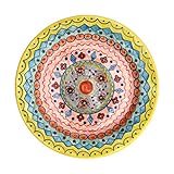 Handbemalter Keramik Teller Gall&Zick Speiseteller Teller bunt bemalt Deko Geschirr Handbemalt (25cm)