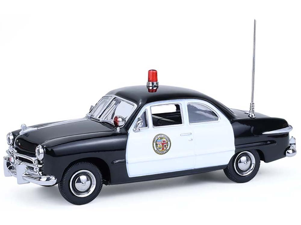 Greenlight 1949 Custom Police Car LAPD (Los Angeles Police Department) Black and White 1/43 Diecast Model Car 86642