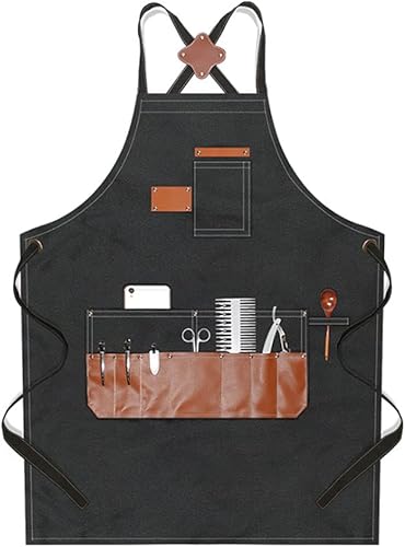 Vista 39 de boshiho Delantal de pintura para adultos, hebilla ajustable, delantal de peluquero con bolsillos para mujeres/hombres/unisex, delantal de trabajo