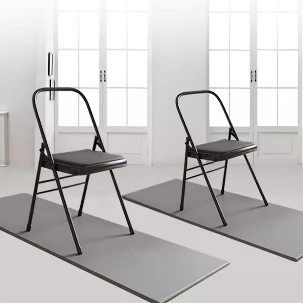 Sedia Yoga Pilates, Senza Schienale con Design A Doppia Trave per L'allenamento in Verticale Sull'equilibrio, per Adulti, Iyengar, Black