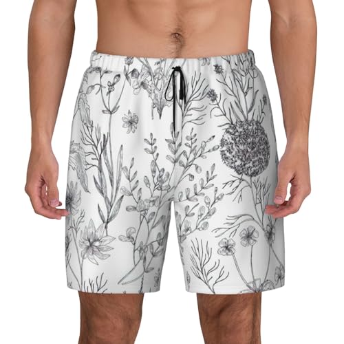 Pantalones cortos de baño para vacaciones de playa con estampado de hierbas