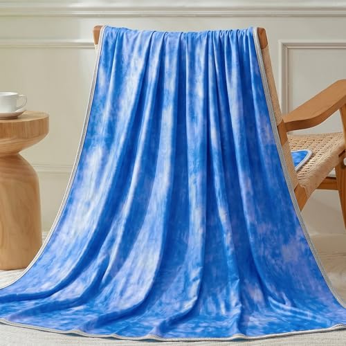 Image of Guohaoi Cooling Throw Blanket for Hot Sleepers, Full Size 60''x90'' Lightweight Breathable Summer Bed Blanket for Couch, Arc-Chill Q-Max >0.5 Cool Fiber,Lightweight Tie Dye Blanket Blue
