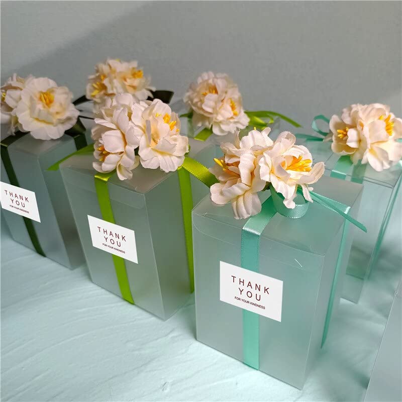 5/20/30/50pcs Rectángulo esbelto Favores de boda de cajas de bodas PVC para invitados Purple Pink Flower Green Dragee Cajas de embalaje