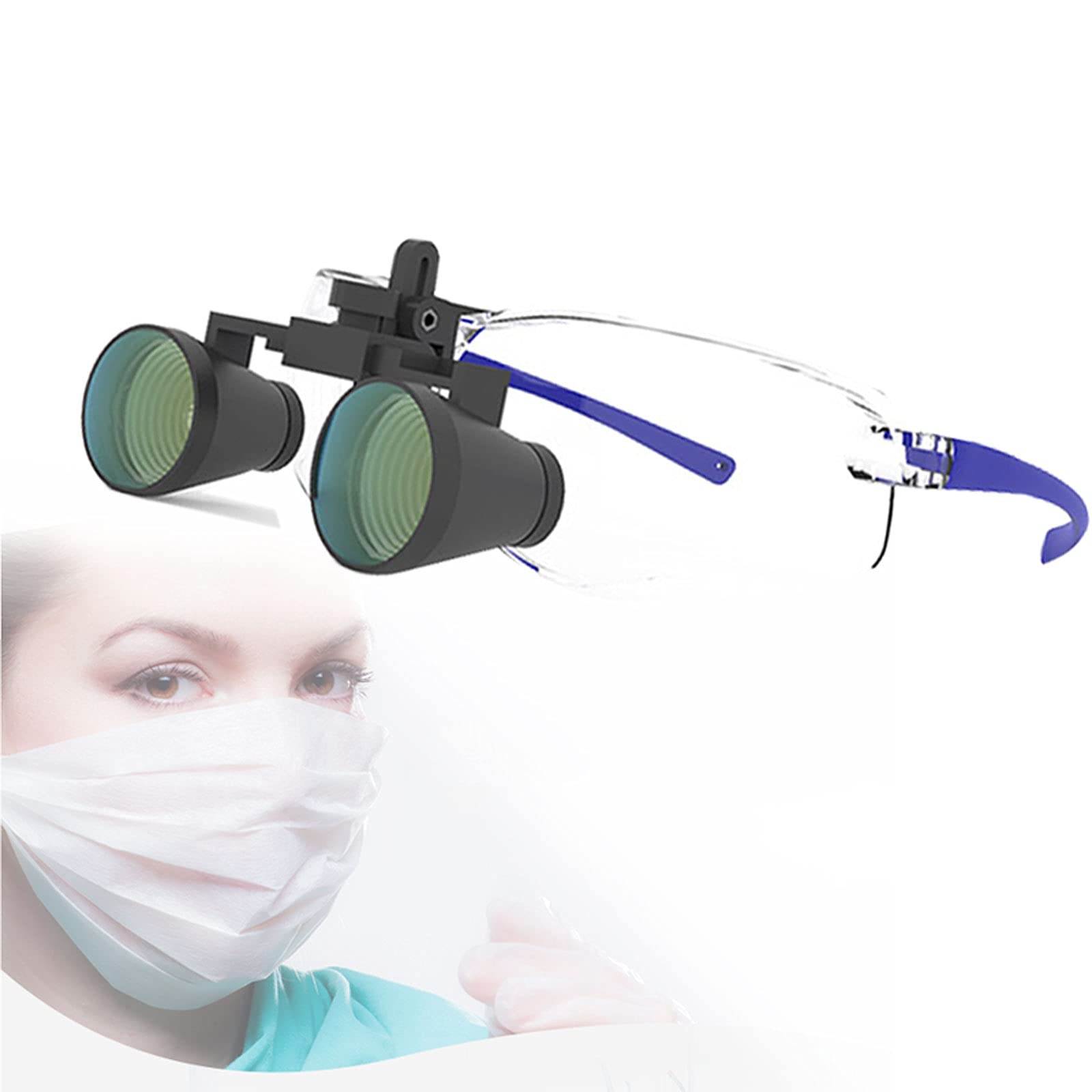 Lupa Gafas con Luz Manos Libres Cabeza Lupas de Aumento para Dental Quirúrgica, Lupas Binoculares Quirúrgicas Profesional Gafas Aumento 2.5X