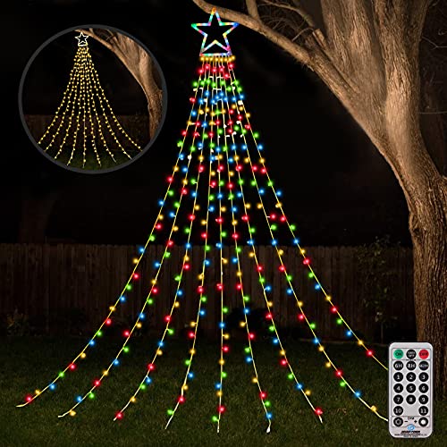 ZTX Christmas Decorations Outdoor Star Lights,11Ft Christmas Tree Toppers Lihgts with Remote,11 Lighting Modes Waterfall Christmas String Lights for Christmas,Halloween,Wedding,Party(Color Changing) ZTX Christmas Decorations Outdoor Star Lights,11Ft Christmas Tree Toppers Lihgts with Remote,11 Lighting Modes Waterfall Christmas String Lights for Christmas,Halloween,Wedding,Party(Color Changing)