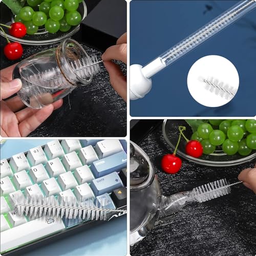 Image of Ixiaoyoo 12 Pcs Bottle Cleaner Brushes Set, 11.8 Inch Nylon Cleaning Brush | White Straw Cleaner Brushes for Tumbler, Sippy Cup, Water Bottles, Hummingbird Feeders, Pipes, Sink Drain & Pet Waterers