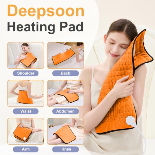 Image of Heating Pad,Electric Heating Pads,Heating Pad for Back,Orange,24x12 Inch