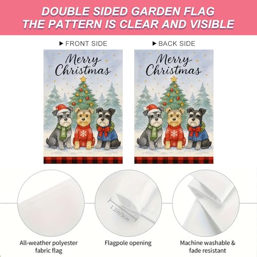 Image of BlissYard Christmas Schnauzer Dogs Garden Flag 12x18 Inch Polyester