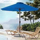 PatioKingdom Auto-Tilt 9FT Patio Umbrella Outdoor with 8 Sturdy Fiberglass...