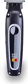 Máquina de Cortar Cabelo Profissional, Barbeador, Sem Fio, Recarregável USB, com Visor LCD, Lâmina de Titânio (Preto)