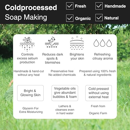 Image of Soulflower Lemon Ginger Handmade Soap Bar | Cold-Processed & 100% Natural | Fades Pigmentation, Fights Acne & Dull Skin | Turmeric + Vitamin E | 150 g