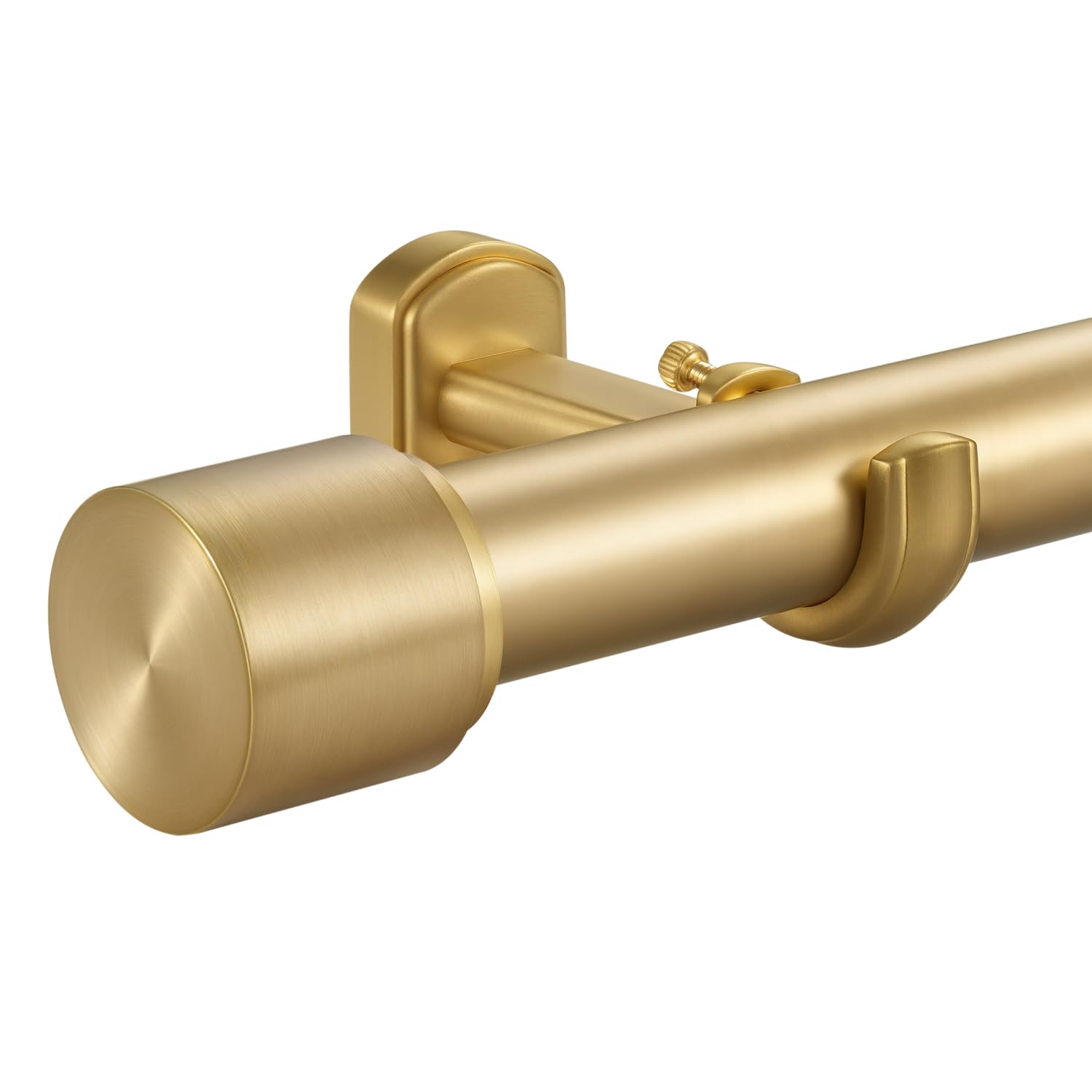 Photo 1 of 1 1/8 Inch Diameter Curtain Rods, 144-240” Telescoping Large Single Window Drapery Rod Heavy Duty With Adjustable Modern Brackets, Warm Gold